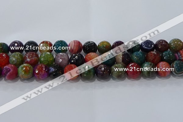 CAG9267 15.5 inches 14mm faceted round line agate beads wholesale