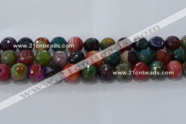 CAG9268 15.5 inches 16mm faceted round line agate beads wholesale