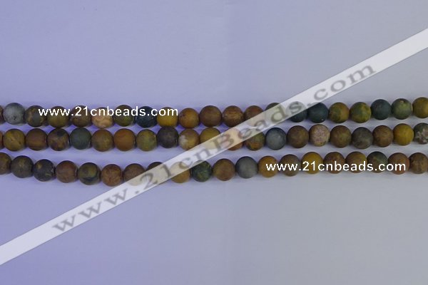 CAG9281 15.5 inches 6mm round matte ocean jasper beads wholesale