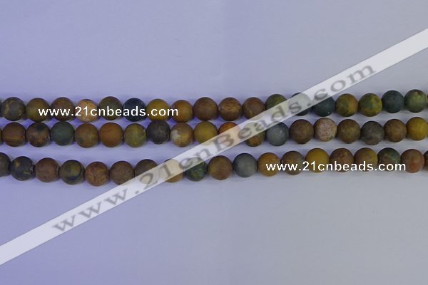 CAG9282 15.5 inches 8mm round matte ocean jasper beads wholesale