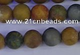 CAG9283 15.5 inches 10mm round matte ocean jasper beads wholesale