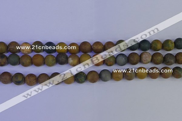 CAG9284 15.5 inches 12mm round matte ocean jasper beads wholesale