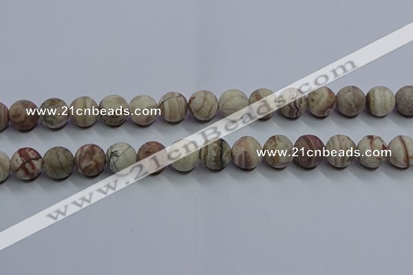 CAG9294 15.5 inches 12mm round matte Mexican crazy lace agate beads