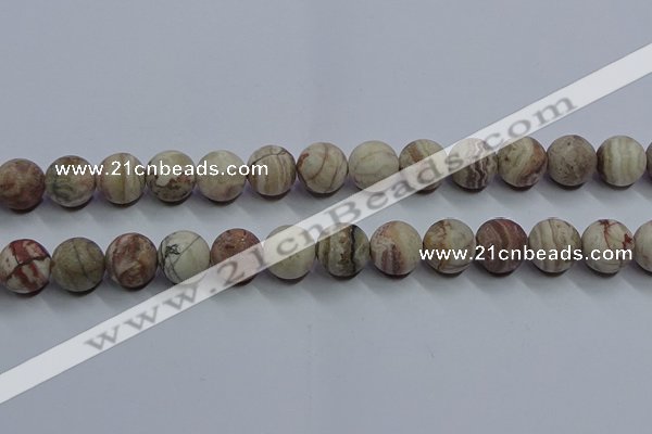 CAG9295 15.5 inches 14mm round matte Mexican crazy lace agate beads