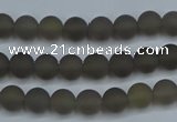 CAG9310 15.5 inches 4mm round matte grey agate beads wholesale