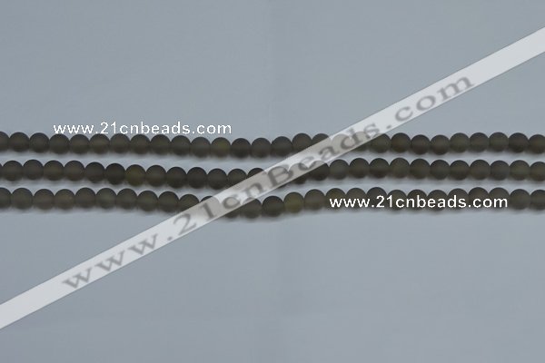 CAG9310 15.5 inches 4mm round matte grey agate beads wholesale