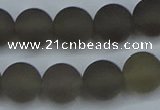 CAG9315 15.5 inches 14mm round matte grey agate beads wholesale