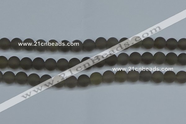 CAG9315 15.5 inches 14mm round matte grey agate beads wholesale