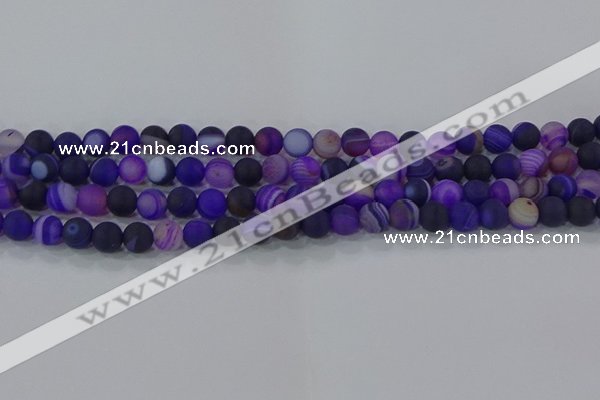 CAG9320 15.5 inches 6mm round matte line agate beads wholesale