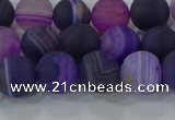 CAG9321 15.5 inches 8mm round matte line agate beads wholesale