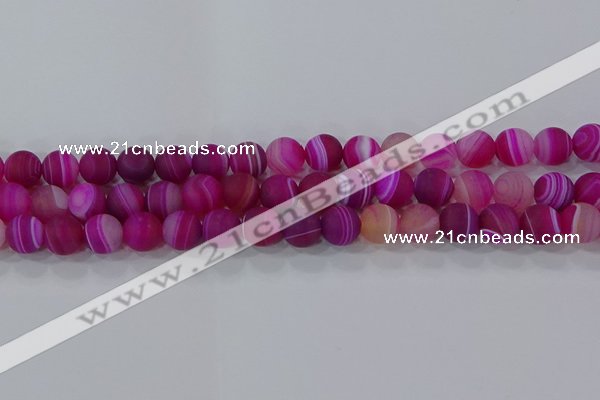 CAG9328 15.5 inches 10mm round matte line agate beads wholesale