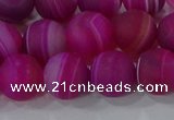 CAG9329 15.5 inches 12mm round matte line agate beads wholesale