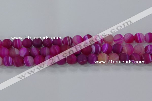 CAG9329 15.5 inches 12mm round matte line agate beads wholesale