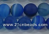 CAG9334 15.5 inches 12mm round matte line agate beads wholesale