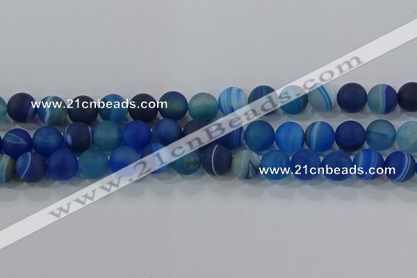 CAG9334 15.5 inches 12mm round matte line agate beads wholesale