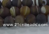 CAG9338 15.5 inches 8mm round matte line agate beads wholesale