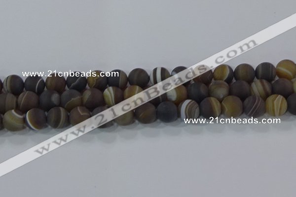 CAG9340 15.5 inches 12mm round matte line agate beads wholesale