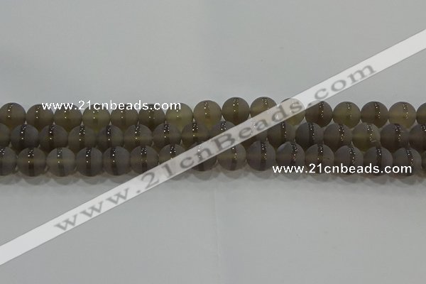 CAG9345 15.5 inches 10mm round matte grey agate beads wholesale
