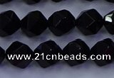 CAG9352 15.5 inches 8mm faceted nuggets black agate beads