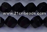 CAG9353 15.5 inches 10mm faceted nuggets black agate beads