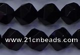 CAG9355 15.5 inches 14mm faceted nuggets black agate beads