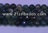 CAG9360 15.5 inches 4mm faceted round moss agate beads wholesale