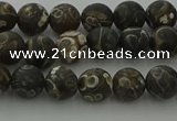 CAG9381 15.5 inches 6mm round matte turritella agate beads