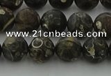 CAG9383 15.5 inches 10mm round matte turritella agate beads