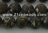 CAG9384 15.5 inches 12mm round matte turritella agate beads