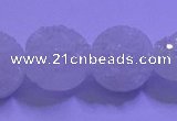 CAG9428 7.5 inches 10mm coin white plated druzy agate beads