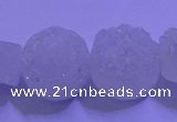 CAG9429 7.5 inches 12mm coin white plated druzy agate beads