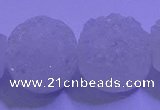 CAG9432 7.5 inches 18mm coin white plated druzy agate beads