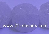 CAG9434 7.5 inches 25mm coin white plated druzy agate beads