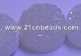 CAG9435 7.5 inches 30mm coin white plated druzy agate beads