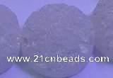 CAG9436 7.5 inches 35mm coin white plated druzy agate beads