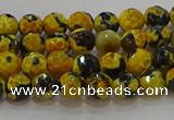 CAG9451 15.5 inches 6mm faceted round fire crackle agate beads