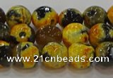 CAG9453 15.5 inches 10mm faceted round fire crackle agate beads