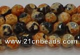 CAG9456 15.5 inches 6mm faceted round fire crackle agate beads