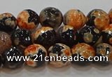 CAG9457 15.5 inches 8mm faceted round fire crackle agate beads