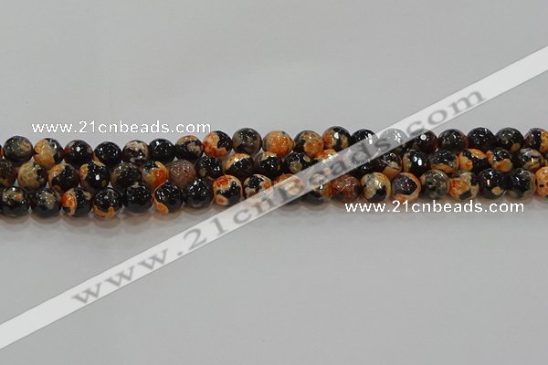 CAG9457 15.5 inches 8mm faceted round fire crackle agate beads