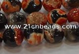 CAG9458 15.5 inches 10mm faceted round fire crackle agate beads
