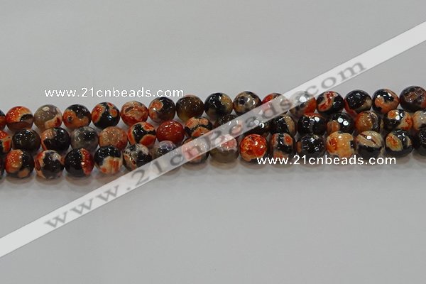 CAG9458 15.5 inches 10mm faceted round fire crackle agate beads