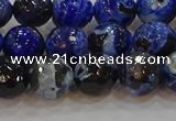 CAG9462 15.5 inches 8mm faceted round fire crackle agate beads