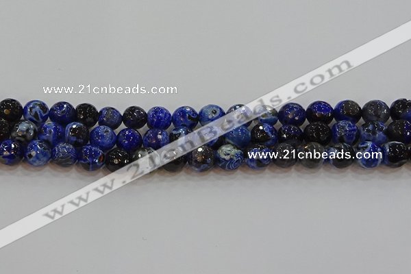 CAG9462 15.5 inches 8mm faceted round fire crackle agate beads