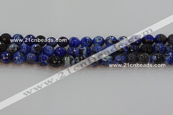 CAG9463 15.5 inches 10mm faceted round fire crackle agate beads