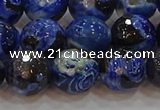 CAG9464 15.5 inches 12mm faceted round fire crackle agate beads