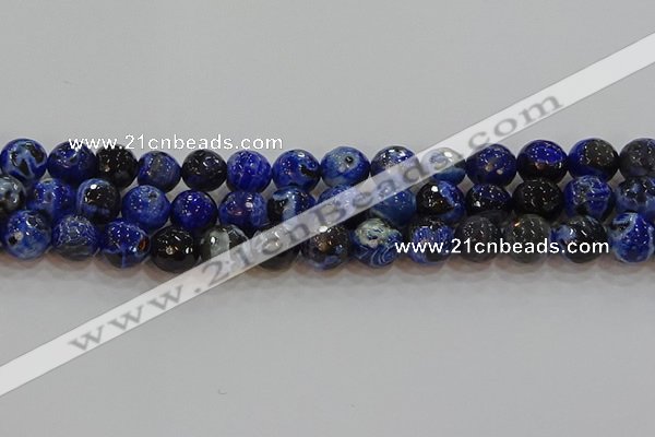 CAG9464 15.5 inches 12mm faceted round fire crackle agate beads