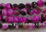 CAG9466 15.5 inches 6mm faceted round fire crackle agate beads