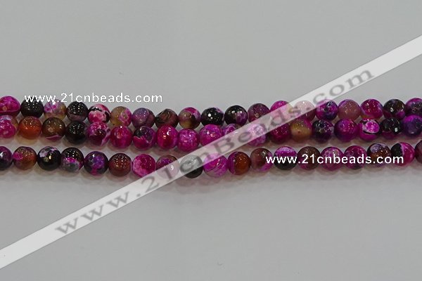 CAG9467 15.5 inches 8mm faceted round fire crackle agate beads