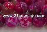 CAG9469 15.5 inches 12mm faceted round fire crackle agate beads